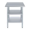 Amgood 24x30 Prep Table with Stainless Steel Top and 2 Shelves AMG WT-2430-2SH